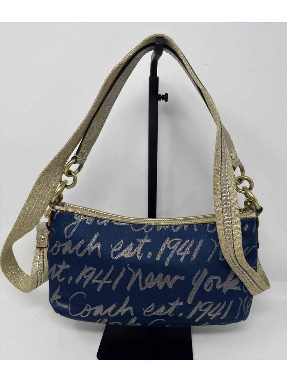 Coach Poppy Signature Script New York 1941 Navy/Gold/Metallic - Picture 3 of 15